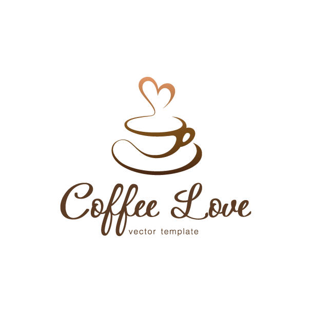 vektor-design-vorlage. kaffee-liebe - caffeine cafe restaurant breakfast stock-grafiken, -clipart, -cartoons und -symbole