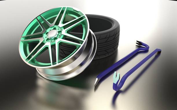 istock 3d rendering of tire fitting equipment 1039746644