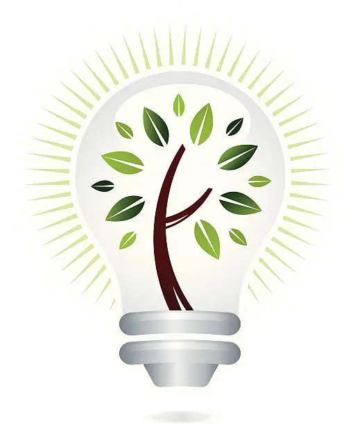 Vector illustration of Tree in Light Bulb