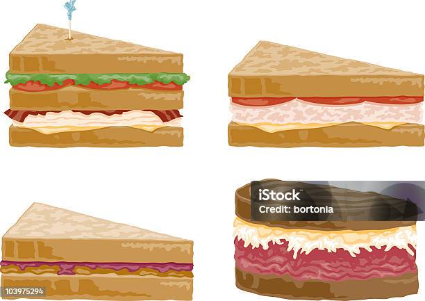 4 つのサンドイッチ - 食べ物 サンドイッチのベクターアート素材や画像を多数ご用意 - 食べ物 サンドイッチ, ルーベンサンドイッチ, イラストレーション