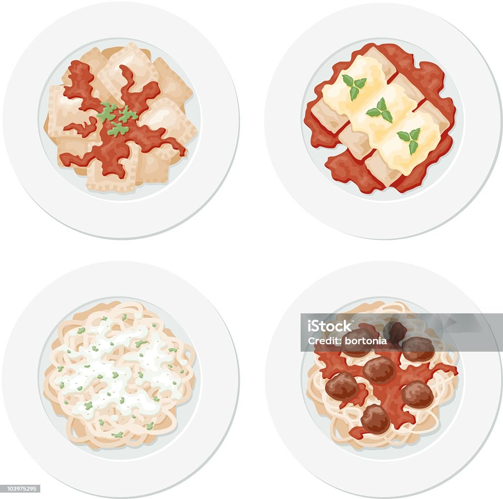Vier Pasta - Lizenzfrei Cannelloni Vektorgrafik