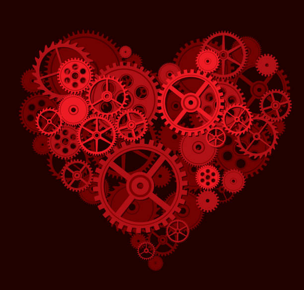 ilustrações, clipart, desenhos animados e ícones de coração vermelho - black background studio shot horizontal close up