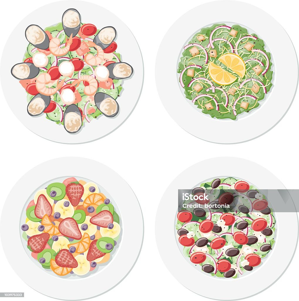 Salada de quatro pratos - Vetor de Salada César royalty-free