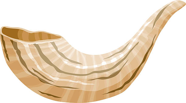 Shofar The Shofar, used in the Jewish services for Rosh Hashanah and Yom Kippur. No gradients were used when creating this illustration. yom kippur stock illustrations