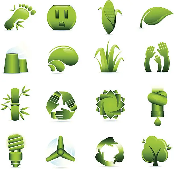 Vector illustration of Green Environmental Conservation Icons