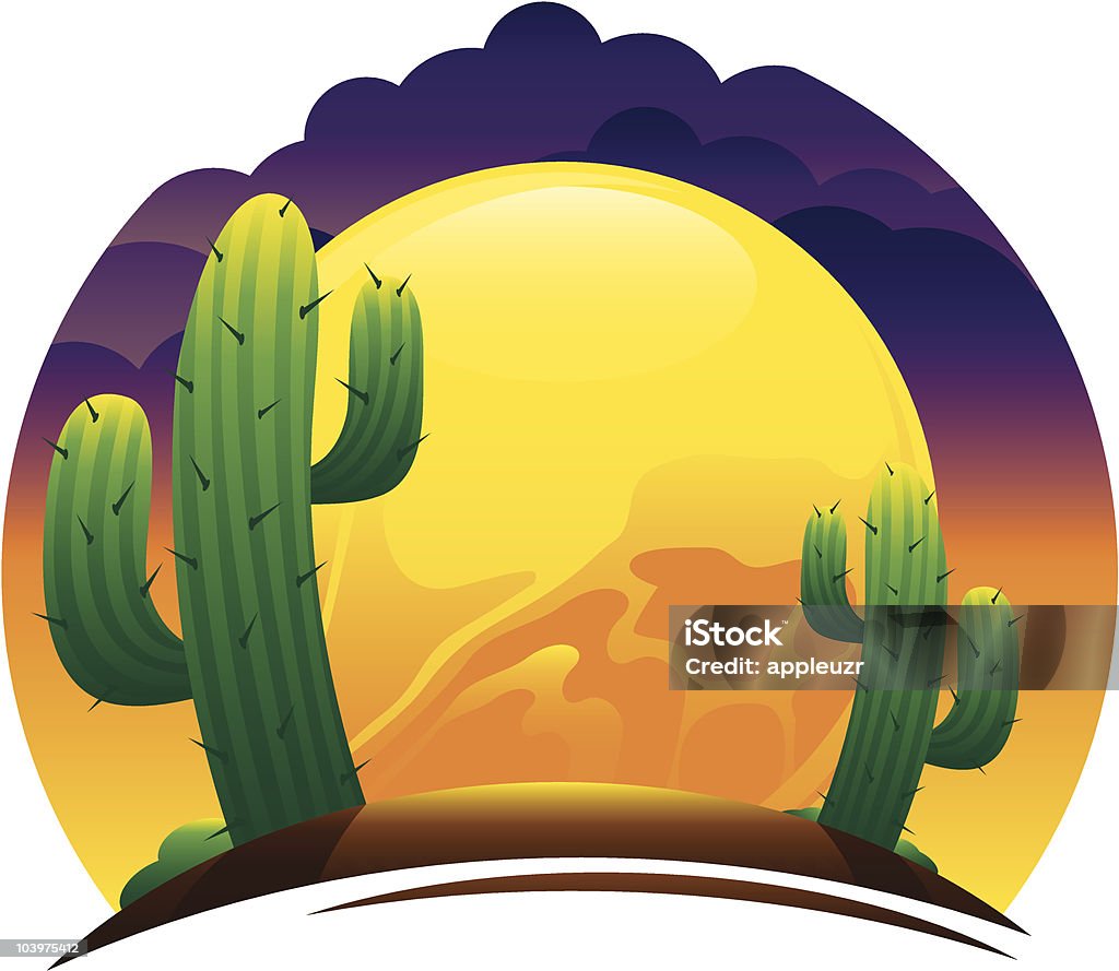 Coucher de soleil sur le désert - clipart vectoriel de Aride libre de droits