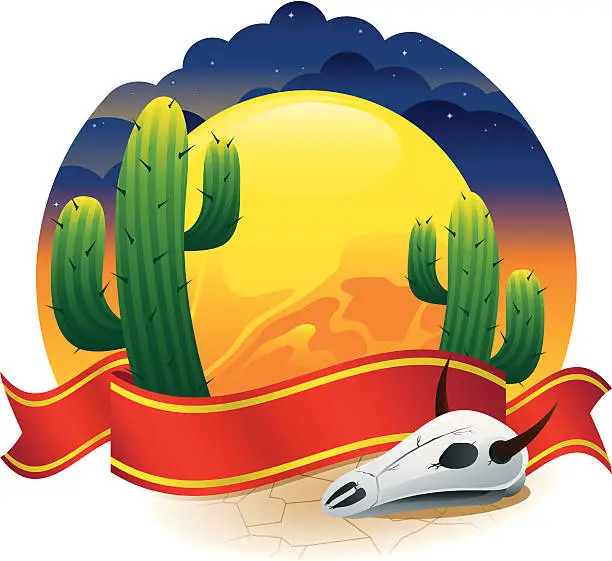 Vector illustration of Desert Scene with Banner