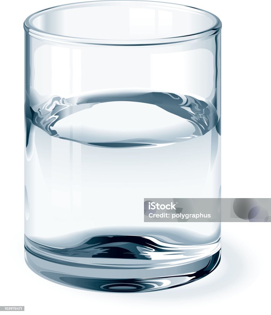 Verre d'eau - clipart vectoriel de Moitié plein libre de droits