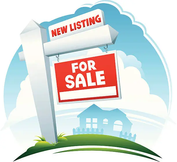Vector illustration of New Listing Real Estate Sign