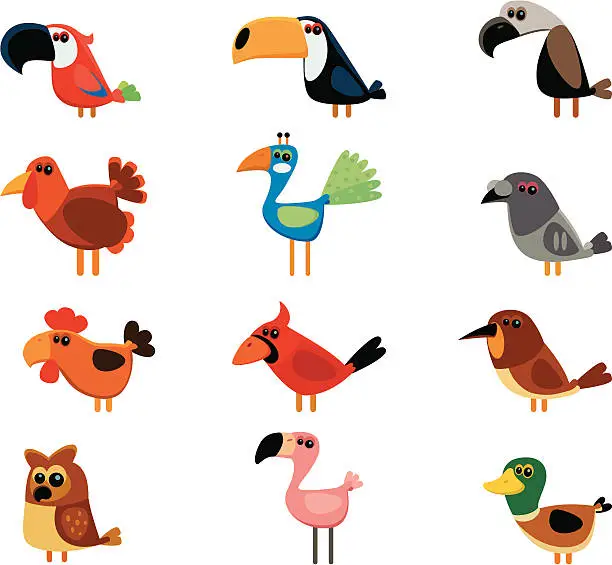 Vector illustration of funny birds