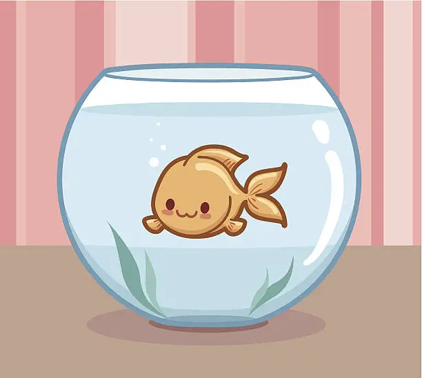 Vector illustration of Kawaii Goldfish