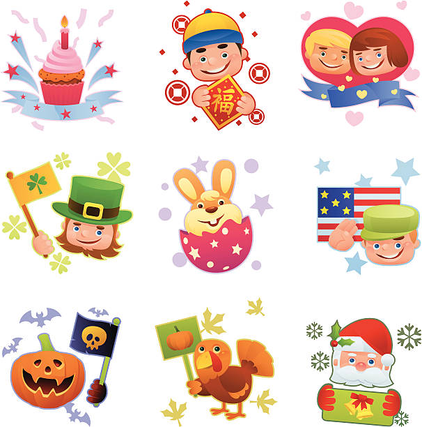 wakacje ikony - leprechaun holiday stock illustrations