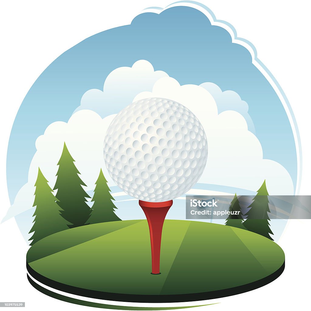 Golfball auf Tee-Motiv - Lizenzfrei Golf Vektorgrafik