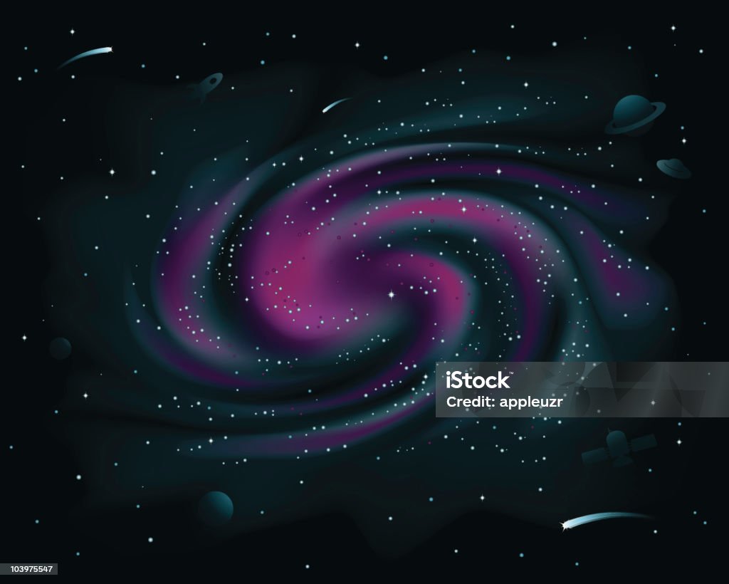 Galaxia espiral morado - arte vectorial de La Vía Láctea libre de derechos