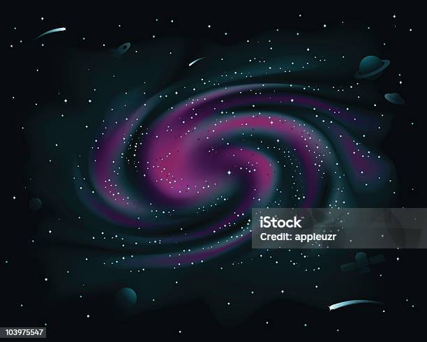 Ilustración de Galaxia Espiral Morado y más Vectores Libres de Derechos de La Vía Láctea - La Vía Láctea, Galaxia espiral, Espiral
