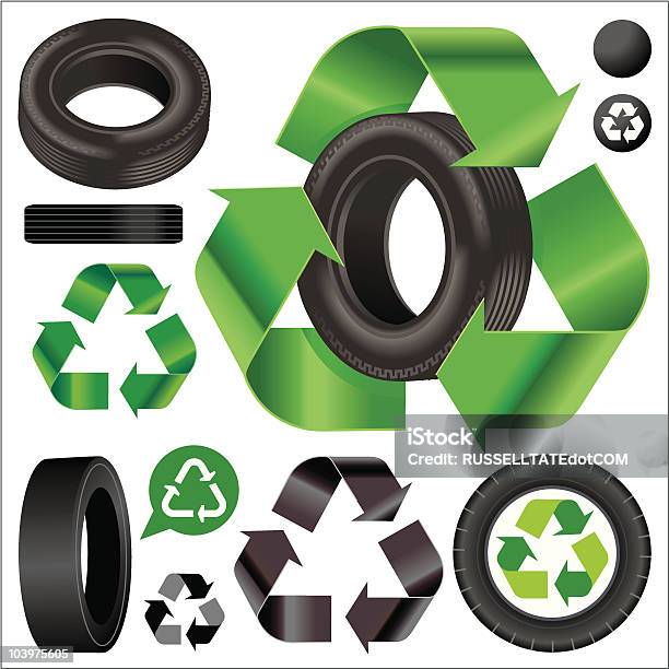 Recycelter Kautschuk Stock Vektor Art und mehr Bilder von Reifen - Reifen, Recycling, Recyclingsymbol