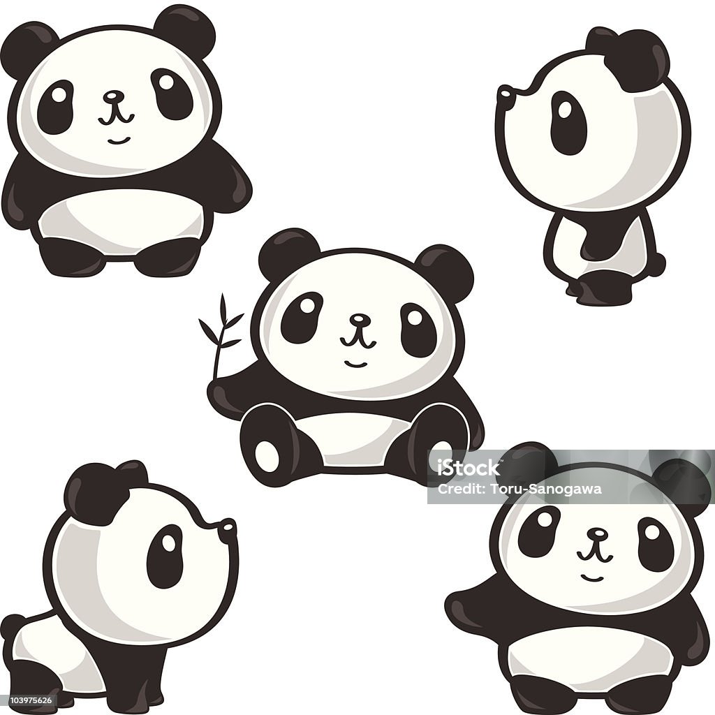Five poses of panda Five poses of panda. Panda - Animal stock vector