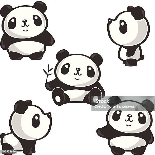 Five Poses Of Panda Stock Illustration - Download Image Now - Panda - Animal, Vector, Giant Panda