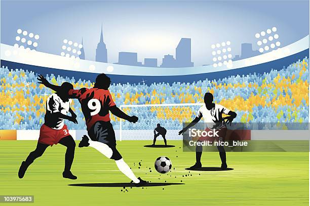 Shooting Für Einen Fußball Ziel Stock Vektor Art und mehr Bilder von Fußball - Fußball, Stadion, Fußball-Spielball