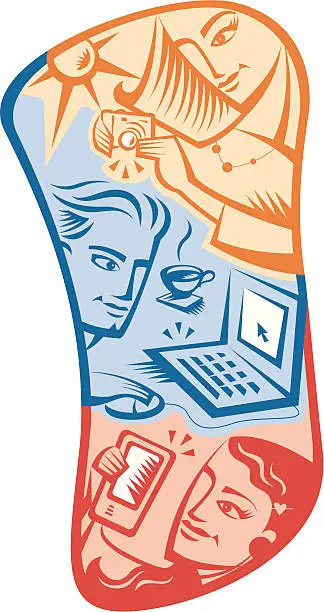 Vector illustration of Teens and technology