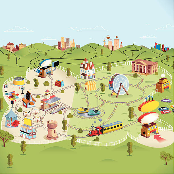 stockillustraties, clipart, cartoons en iconen met theme park - amusement park