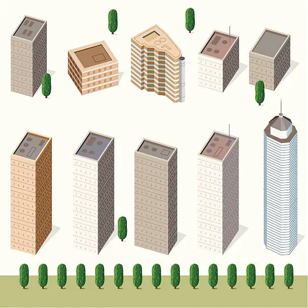 Vector illustration of Hi Rise Buildings