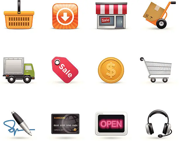 Vector illustration of Shopping Icons  |  Satin Series