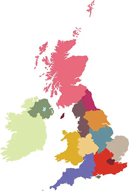 Vector illustration of UK regions