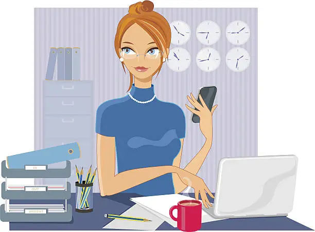 Vector illustration of Woman in Office