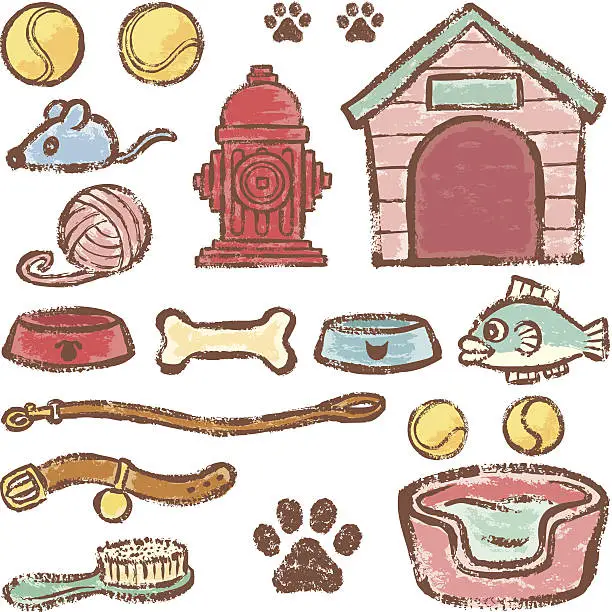 Vector illustration of Pet supplies for dogs and cats