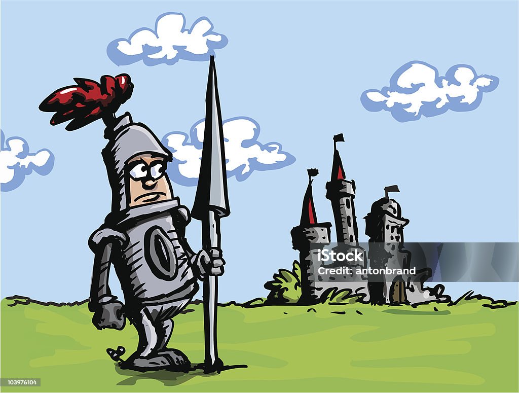 knight perto de um castelo dos - Vetor de Adulto royalty-free