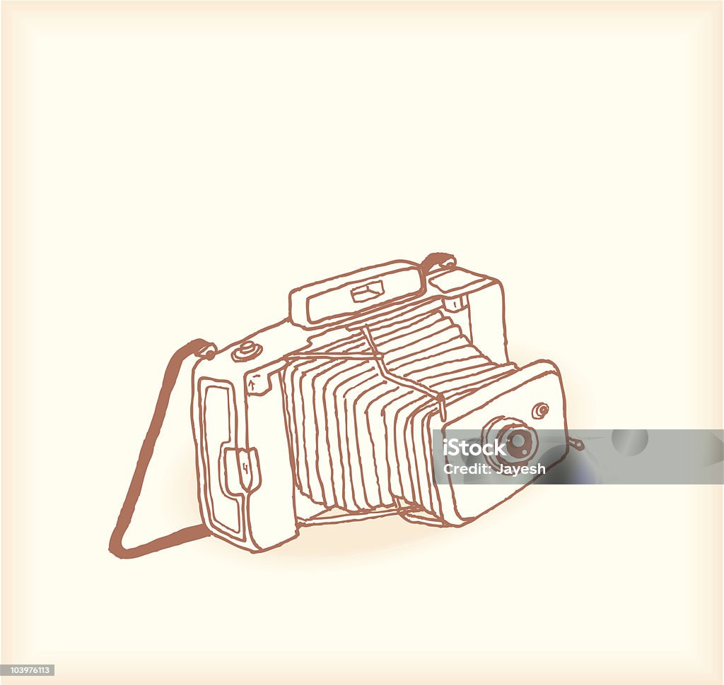 Camera A drawing of a vintage camera. File includes an editable vector .eps and a high resolution .jpeg.  Camera - Photographic Equipment stock vector