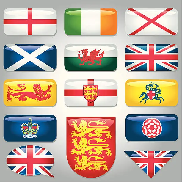 Vector illustration of British Heraldry Symbols