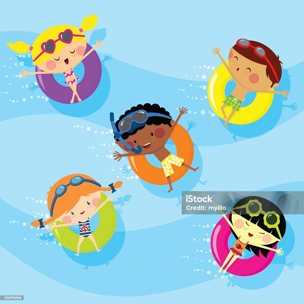 Crianças na piscina - Vetor de Piscina royalty-free