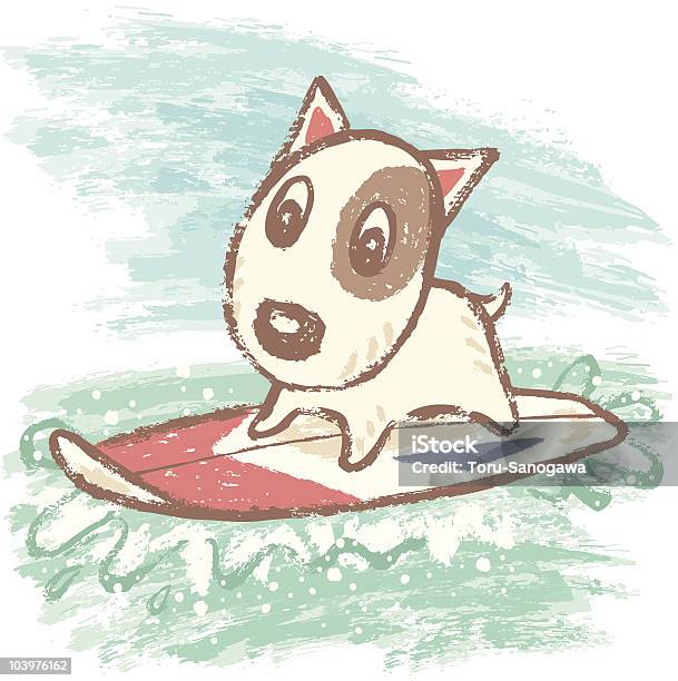 Surfing Of Bullterrier Stock Illustration - Download Image Now - Dog, Surfing, Breaking Wave