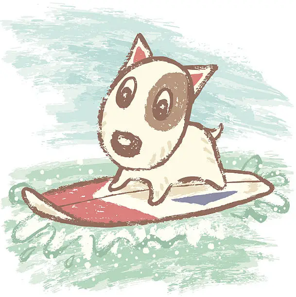 Vector illustration of Surfing of bullterrier