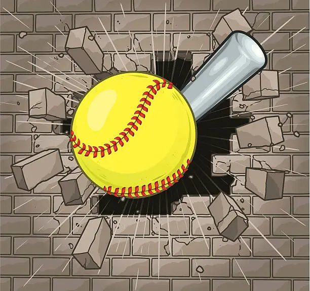 Vector illustration of Softball Brick Wall