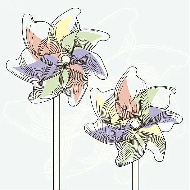 Vector illustration of Pinwheels in Summer