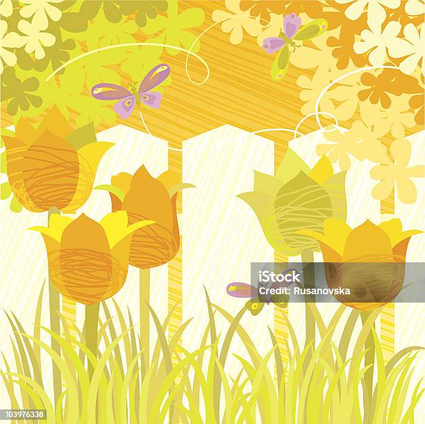 Ilustración de Tulipán Al Jardín y más Vectores Libres de Derechos de Aire libre - Aire libre, Cabeza de flor, Color - Tipo de imagen