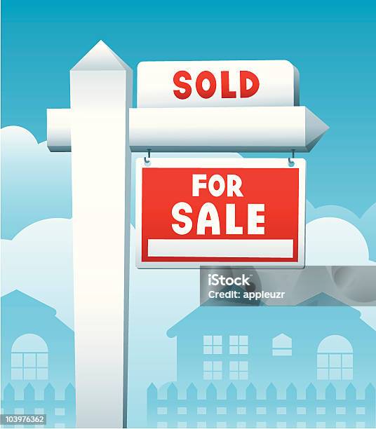 Vendido Casa Para Venda E - Arte vetorial de stock e mais imagens de Sinal - Sinal, Sold - Palavra inglesa, Vender