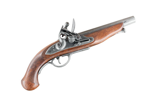 istock Old antique pistol isolated on white background 1039794160
