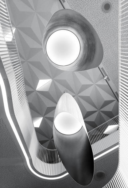istock Black and white abstract shapes of modern interior 1039795048