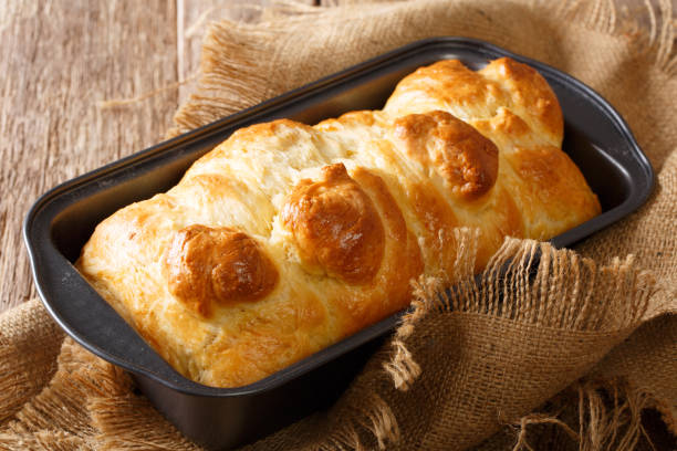 istock Hot aromatic brioche bread in a baking dish close-up. horizontal 1039805930