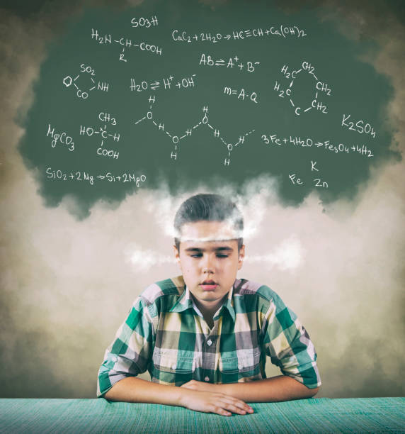 boring homework pictures Schoolboy struggling with chemistry Boy with boiling head feeling tired and bored of too complicated chemistry formulas and equations boring homework twelve stock pictures, royalty-free photos & images