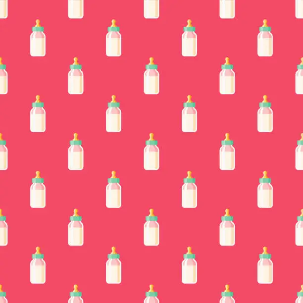 Vector illustration of Baby Bottle Seamless Pattern