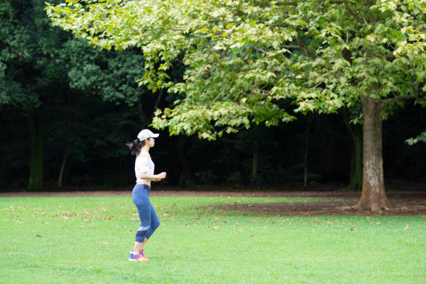 Women exercise in the park