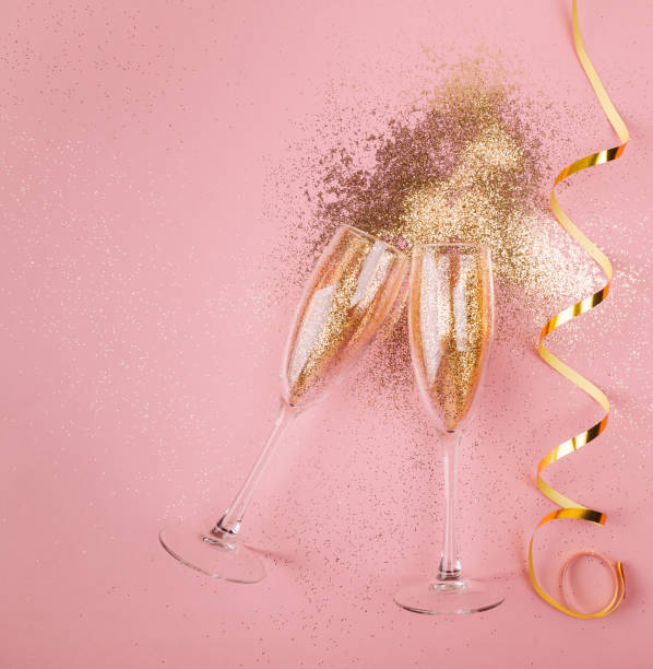 New year celebration concept on pink background