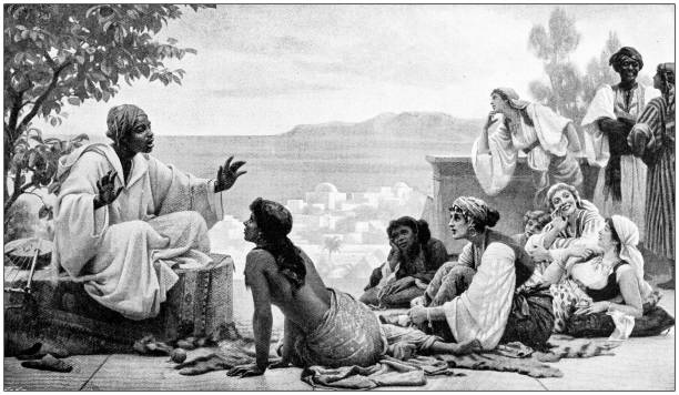 istock Antique painting illustration: Story teller 1039826616
