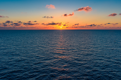 Idyllic sunset over the open ocean