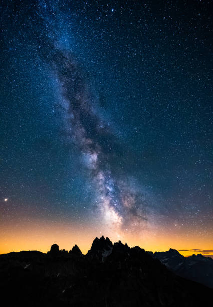 istock Mliky way over the Alps Mountain, Dolomites, Italy 1039835042